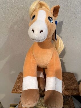 BAB Horses and Hearts Pony Stuffed Animal - Tan & White Kids Toy
